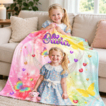 Personalised Soft Colourful Oil Painting Style Photo Blanket with Name Daily Use Christmas Birthday Gift for Girls Children Women 2
