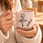 Taza de cerámica de 12 oz con diseño minimalista personalizado de líneas de ballet y nombre. Para uso diario, días de partido y como regalo de cumpleaños para niñas amantes del ballet. 5