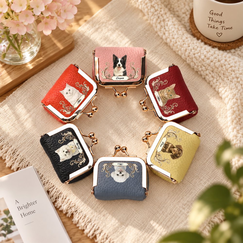 Personalised Watercolor Style Pet Photo PU Leather Jewellery Case with Name Christmas Birthday Gift for Women Pet Owner 5