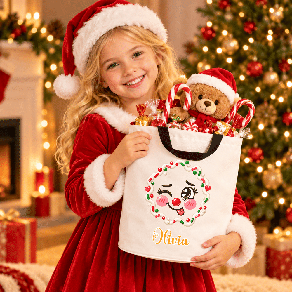 Personalised Christmas Elf Reindeer Gingerbread Man LED Light Sweets Bucket with Name Christmas Party Gift for Kids 4