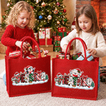 Personalized Cute Santa Claus Gingerbread Man Snowman Large Capacity Red Tote Bag with Name Christmas Party Gift for Kids Family Friends 6