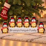Personalized 1-14 Cartoon Penguin LED Light Wooden Christmas Ornament with Name and Text Christmas Gift for Family Kids 5