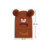 Gorro de punto suave personalizado para bebé con orejas de osito y nombre, para invierno y aire libre - Regalo de cumpleaños para niños 8