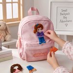 Personalised Embroidery Cartoon Character Interchangeable Outfit Corduroy School Bag with Name Christmas Gift for Girl Student 6