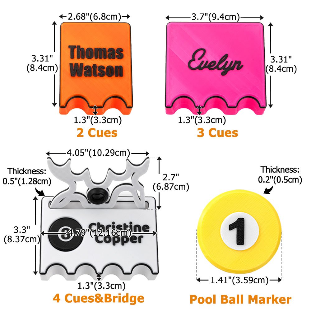 Personalised 3D Printed Elk Antlers Billiards 2-4 Cues Claw Holder with Text and Pool Ball Marker Table Accessory Christmas Gift for Billiard Lovers 9