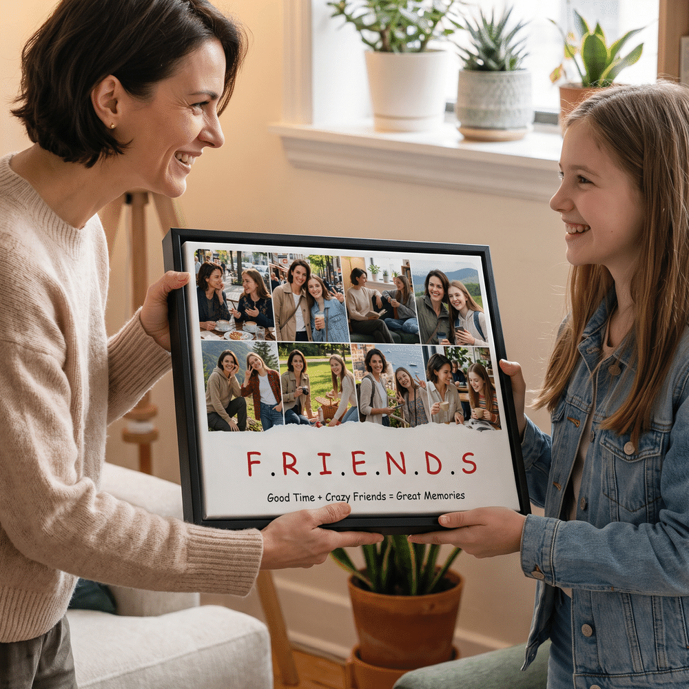 Personalised Friends 8 Photos Collage Canvas Prints with Text Home Wall Decor Christmas Birthday Gift for Best Friends 3