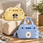 Personalised Oil Painting Art Pet Photo Multi-Compartment Large Travel Bag with Name Pet Boarding Christmas Gift for Pet Owner 2