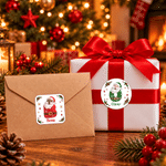 Personalised Santa Claus Initial Waterproof Square Round Stickers Labels with Name Gift Decor Christmas Party Gift for Kids Friends 2