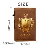 Cartera plegable con diseño personalizado con efecto 3D, escudo en forma de corona, de piel sintética (PU) y con protección RFID, con nombre y caja de regalo; ideal como regalo de Navidad o para viajes de negocios para hombre 9