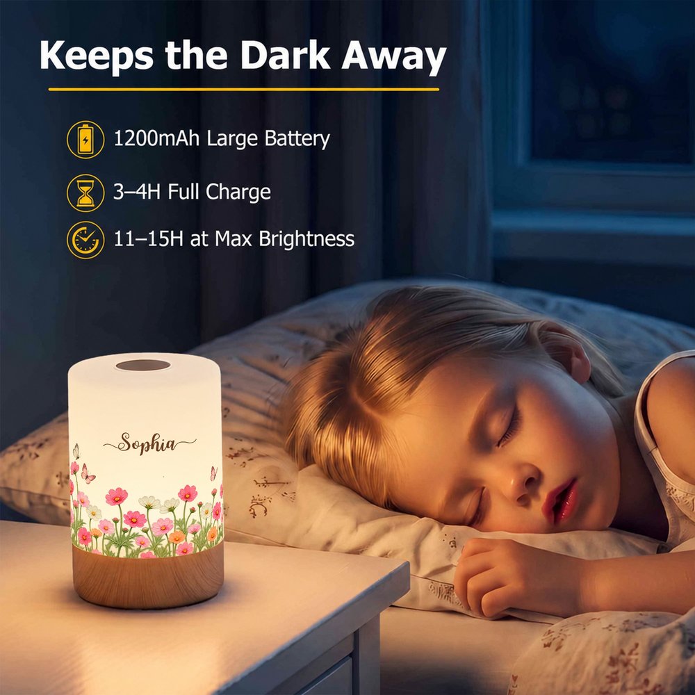 Personalised Birth Flower Dimmable Touch LED Night Light with Name and Remote Control Home Decor Birthday Gift for Family Friend Mum 3