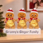 Personalized 1-14 Christmas Gingerbread Family LED Light Wooden Ornament with Name and Text Home Decor Christmas Gift for Family Grandma Mom 2