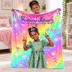 Personalised Soft Colourful Oil Painting Style Photo Blanket with Name Daily Use Christmas Birthday Gift for Girls Children Women 1