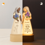 Personalized Birth Flower Faceless Human-Shaped Acrylic LED Night Light with Names and Base Anniversary Birthday Christmas Gift for Besties Sisters 5