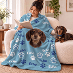 Personalized Paw Print Horseshoe Pet Photo Soft Throw Blanket with Name Home Decor Birthday Christmas Gift for Pet Lovers Owners Friends 4
