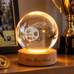 Personalized Soccer Baseball Pattern Soft Glow Crystal Ball LED Night Light with Name and Wooden Base Daily Use Sporting Event Gift for Sports Lovers 1