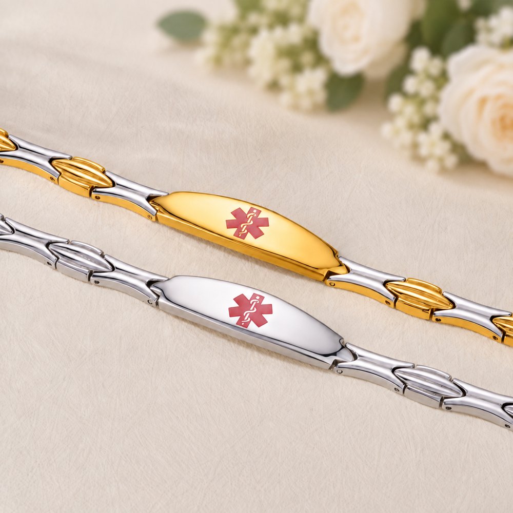 Gepersonaliseerde ‘The Star of Life’ medische alarmarmband met gegraveerde tekst – noodhulp- en verjaardagscadeau voor vrouwelijke patiënten 4