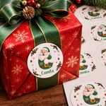 Personalised Santa Claus Initial Waterproof Square Round Stickers Labels with Name Gift Decor Christmas Party Gift for Kids Friends 4