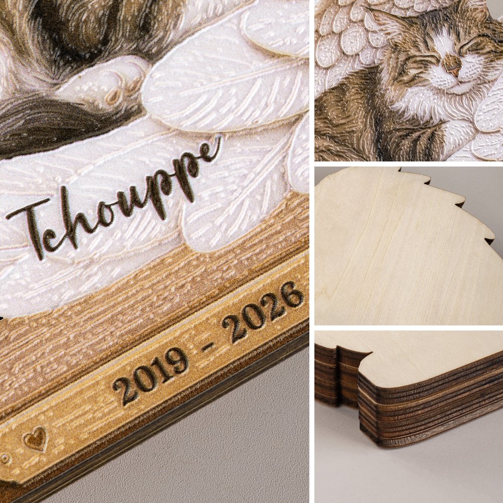 Personalised Angel Wings Paw Print Floral Pet Photo Wooden Plaque with Name and Date Home Decor Memorial Sympathy Gift for Pet Lovers Owners 6