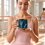 Taza de cerámica de 12 oz con diseño minimalista personalizado de líneas de ballet y nombre. Para uso diario, días de partido y como regalo de cumpleaños para niñas amantes del ballet. 6