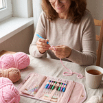 Personalised Crocheted Textured Design Photo Birth Flower Crochet Hook Organiser Knitting Accessories Birthday Gift for Crochet Enthusiasts 7