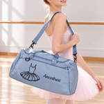 Sac de voyage imperméable personnalisé, orné d'une silhouette de danseuse en chaussons de ballet, avec prénom et bandoulière – Cadeau d'anniversaire ou de groupe pour les danseuses 4