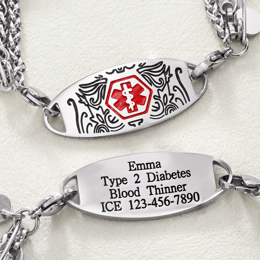 Personalised Star of Life Medical Alert ID Bracelet with Engraved Medical Information Birthday Gift for Diabetic Allergy Epilepsy 3