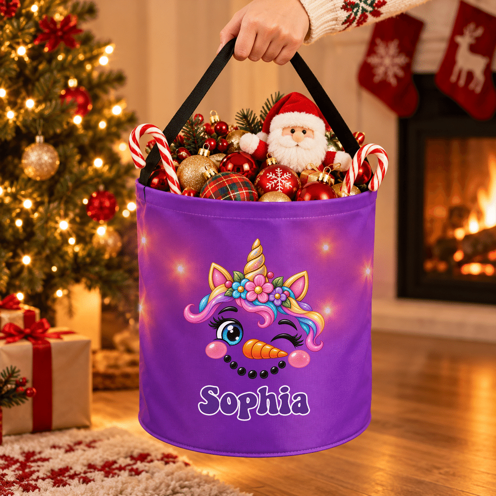 Personalised Christmas Elf Reindeer Gingerbread Man LED Light Sweets Bucket with Name Christmas Party Gift for Kids 3