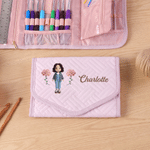 Personalised Crocheted Textured Design Photo Birth Flower Crochet Hook Organiser Knitting Accessories Birthday Gift for Crochet Enthusiasts 3