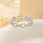 Personalized Sterling Silver Gemstone Chain Link Ring with Names Dainty Jewelry Anniversary Birthday Gift for Family Couple 4