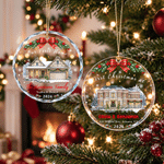 Personalized Our First Christmas House Photo Acrylic Glass Ornament with Name and Year Tree Decoration Christmas Gift for Family 2