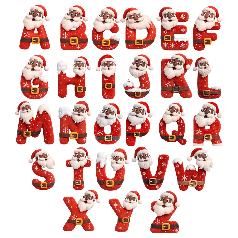 Personalised Santa Claus Initial Waterproof Square Round Stickers Labels with Name Gift Decor Christmas Party Gift for Kids Friends 9