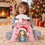 Personalized Christmas Hat Cartoon Character Photo Velvet Pom-Pom Santa Sack with Name Christmas Gift for Kid Friend 4