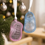 Personalised 3D Printed  Baby Shoe Ornament with Name Surname and Date Baby's First Christmas Holiday Gift for Newborns New Parents 3