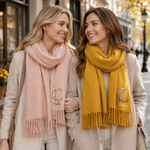 Personalised Floral Art Butterfly Initial Design Soft Warm Scarf with Name and Tassel Winter Accessory Christmas Gift for Woman 6