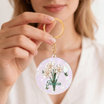 Personalized Butterfly Birth Flower Pearlescent Acrylic Round Square Keychain with Name Daily Use Birthday Gift for Besties Women 2