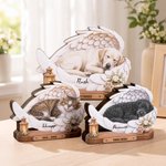 Personalised Angel Wings Paw Print Floral Pet Photo Wooden Plaque with Name and Date Home Decor Memorial Sympathy Gift for Pet Lovers Owners 2