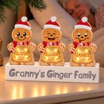 Personalized 1-14 Christmas Gingerbread Family LED Light Wooden Ornament with Name and Text Home Decor Christmas Gift for Family Grandma Mom 4