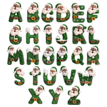 Personalised Santa Claus Initial Waterproof Square Round Stickers Labels with Name Gift Decor Christmas Party Gift for Kids Friends 11
