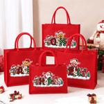 Personalized Cute Santa Claus Gingerbread Man Snowman Large Capacity Red Tote Bag with Name Christmas Party Gift for Kids Family Friends 4