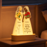 Personalized Birth Flower Faceless Human-Shaped Acrylic LED Night Light with Names and Base Anniversary Birthday Christmas Gift for Besties Sisters 2