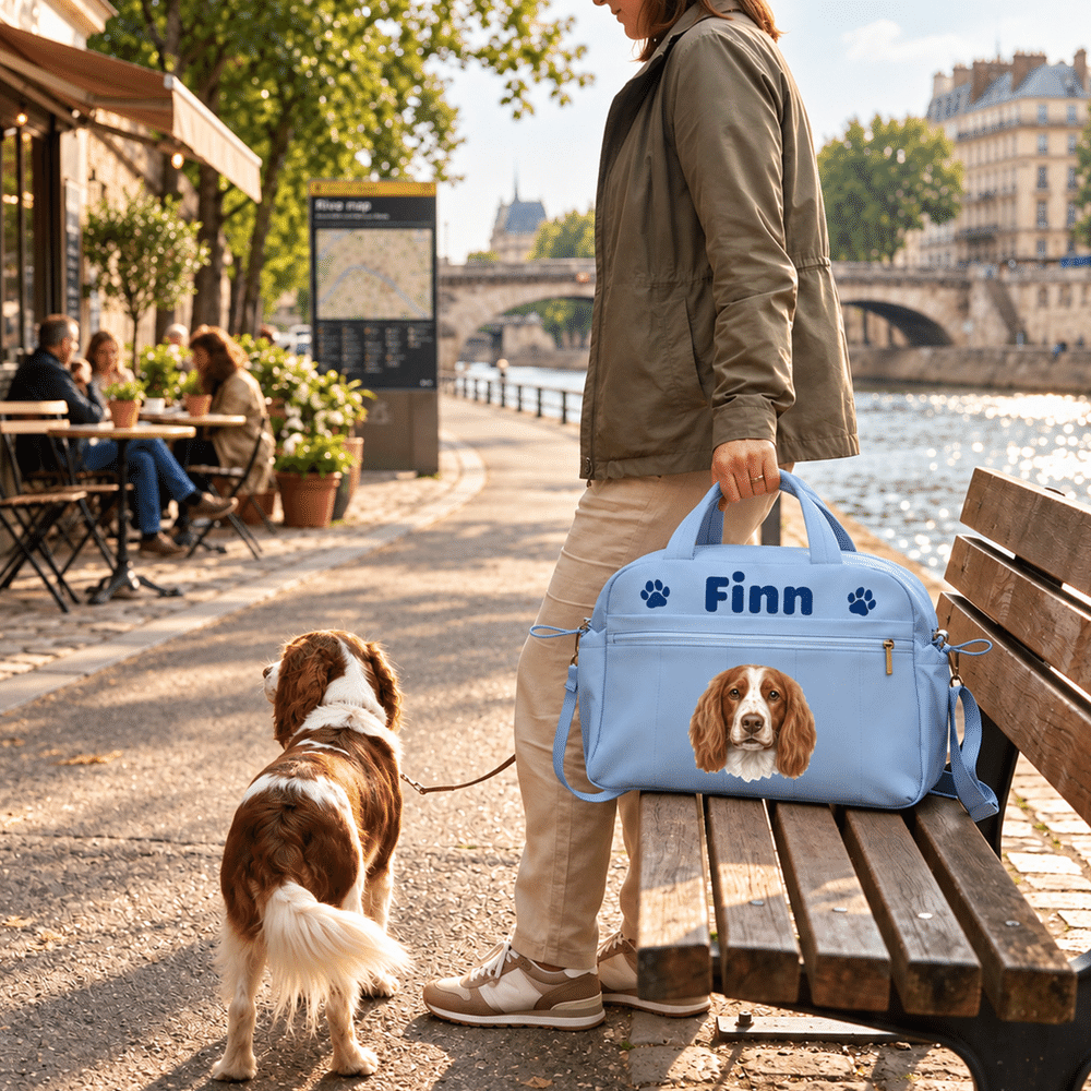 Personalised Oil Painting Art Pet Photo Multi-Compartment Large Travel Bag with Name Pet Boarding Christmas Gift for Pet Owner 6