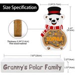 Personalized Cute Polar Bear LED Light Wooden Christmas Ornament with Name and Text Christmas Gift for Family Kids 9