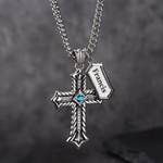 Collar personalizado de plata de ley con cruz, piedra natal y nombre: joya delicada para el día a día, regalo de cumpleaños para el marido, el padre u otro hombre 1