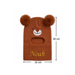 Cappellino personalizzato, in morbida maglia con orecchie da orsetto, mascherina e nome - Regalo di compleanno per neonati e bambini