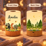 Lumina notturna ricaricabile personalizzata con animali della foresta, controllo touch e nome: decorazione per la cameretta, regalo di compleanno per bambini e bambine