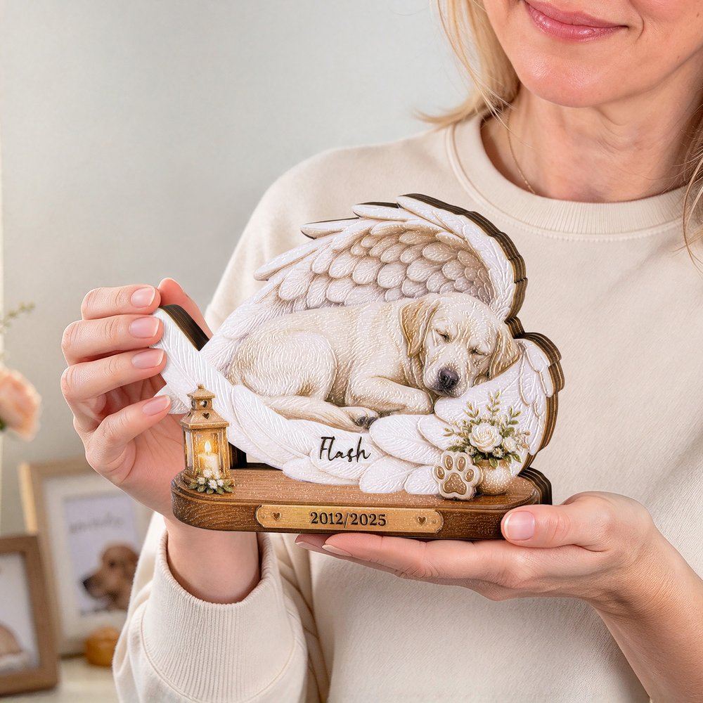 Personalised Angel Wings Paw Print Floral Pet Photo Wooden Plaque with Name and Date Home Decor Memorial Sympathy Gift for Pet Lovers Owners 7