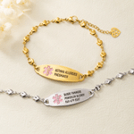 Personalized Medical Alert ID Bracelet with Engraved Medical Info Birthday Gift for Woman Diabetic Allergy Epilepsy Patient 2