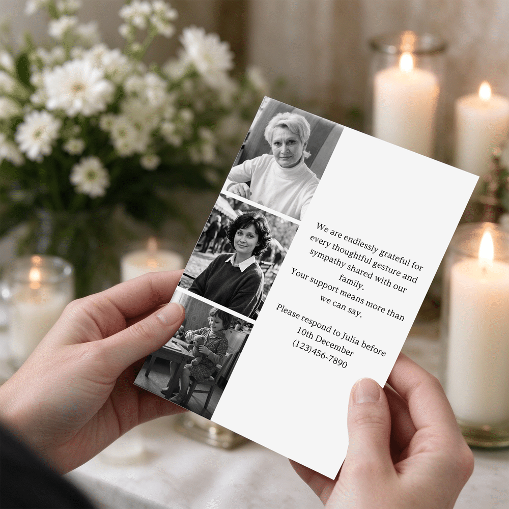 Personalized Celebration of Life Funeral Photos Invitation with Name and Text Minimalist Memorial Service Gift for Family Friends 5