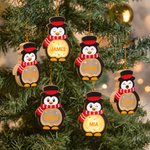 Personalized 1-14 Cartoon Penguin LED Light Wooden Christmas Ornament with Name and Text Christmas Gift for Family Kids 7
