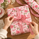 Papel de regalo personalizado con la flor del mes de nacimiento y el nombre: regalo para cumpleaños, Navidad y fiestas, ideal para familiares y amigos 7